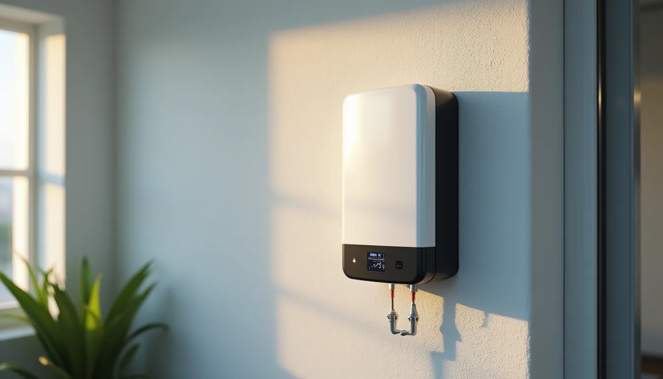 Close-up view of solar inverter mounted on a wall